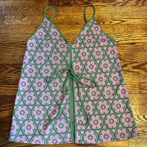 Zara Y2K Floral Tie Front Tank Top